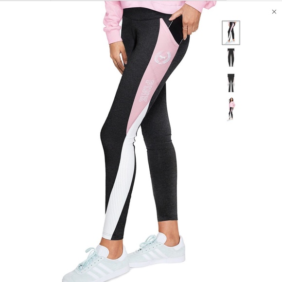 Pink Cotton Mesh Pocket Leggings 